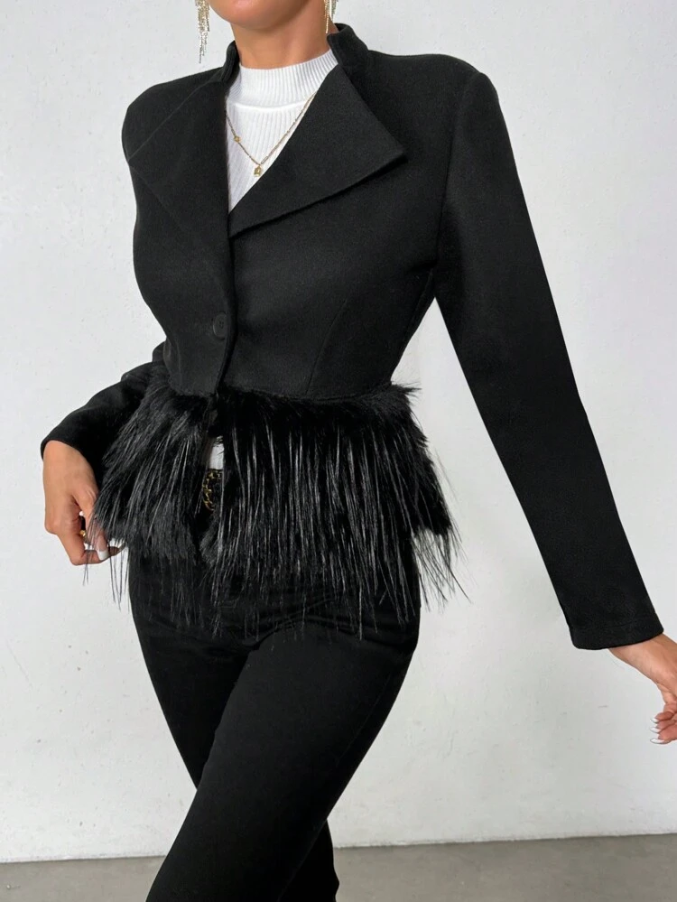 Patchwork Short Woolen Coat