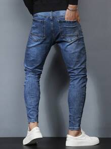 Manfinity Homme Men's Skinny Washeded Distressed Denim Jeans