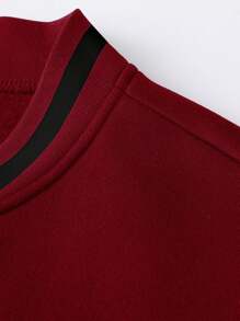Manfinity Homme Men's Long Sleeve Letter Print Color-Block Baseball Jacket, Men's Long Sleeve Varsity Jacket, Red Varsity Jacket, Fall - Multicolor - View 3