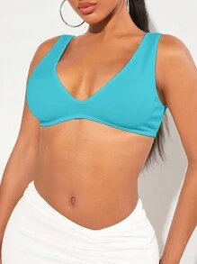 SHEIN SXY Của phụ nữ Màu thuần Quần skinny Áo ba lỗ - Màu xanh Cadet - Xem 1