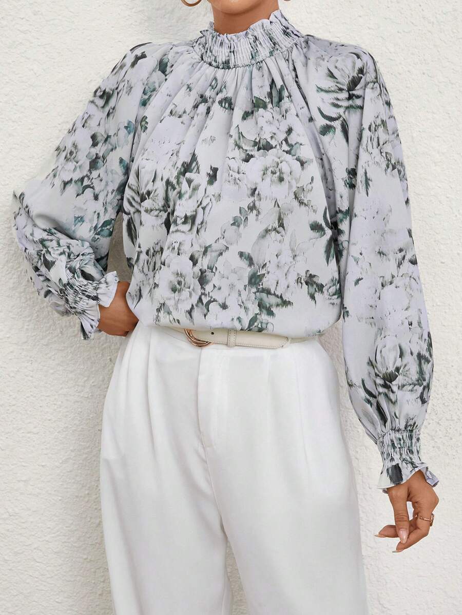SHEIN Privé Của phụ nữ Hoa In Cổ bẻ Áo sơ mi - Nhiều màu - Xem 1
