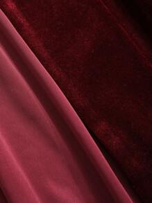 DAZY 女士纯色丝绒睡袍，秋季、冬季、圣诞节、新年 - 酒紅色 - 查看 8