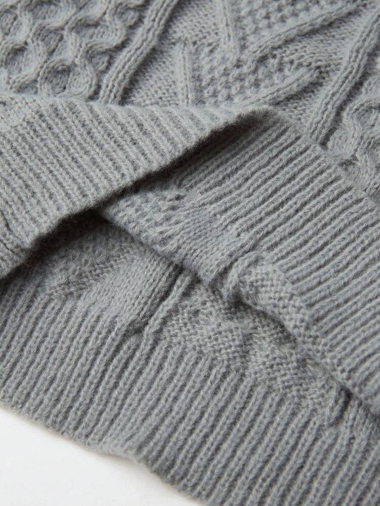 Solid Cable Knit Pullover Fall Winter Sweater