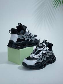 Children's Spring And Autumn Rotating Buckle, Easy To Wear And Breathable Mesh Upper And Shock Absorbing Outsole Sports Shoes