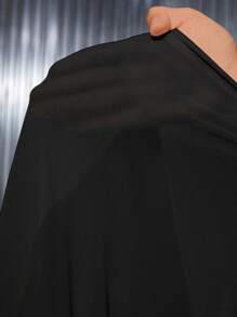 SHEIN PETITE 드로우스트링 사이드 러싱 홀터넥 백리스 러플 헴 바디콘 드레스,쁘띠 여성 - 블랙 - 보기 8