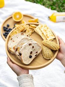 SHEIN Basic living 1 件竹制餐盘，圆形木托盘，木制餐盘，水果，面包，沙拉盘，熟食餐盘（9.8/11.8 英寸可选）圣诞节礼物 - 薑色 - 查看 1