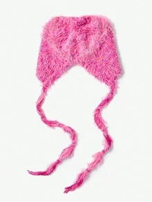 SHEIN ICON Women's Pink Hat For Autumn And Winter Cute - Hot Pink - View 8