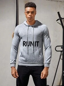 Gym Rark 男士字母印花抽绳连帽运动卫衣 - 灰色 - 查看 1
