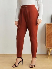 BizChic 加鏈詳細縫合前裤 - 棕色 - 查看 6