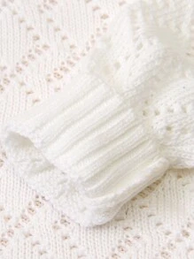 嬰兒鏤空針織前連結毛衣連身褲