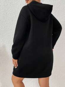 SHEIN Franclia Kích thước lớn Áo chui đầu Áo nỉ Với Thiết kế chữ cái - màu đen - Xem 2