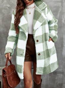 SHEIN Essnce 女式格紋立領外套