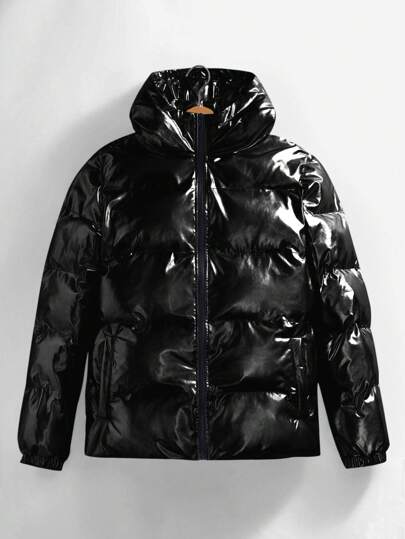 Manfinity BRENVOR 宽松男士长袖斜插口袋连帽羽绒服，适合秋冬季节，情侣款