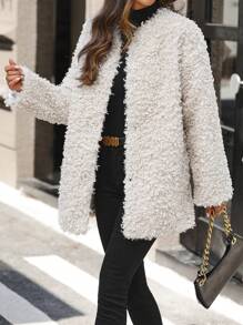 SHEIN Clasi 女士常规版型大衣，简约，温暖，时尚，秋冬