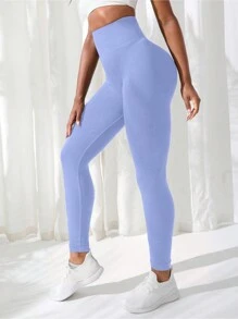 Easithlete Solid Color Simple Sport Leggings
