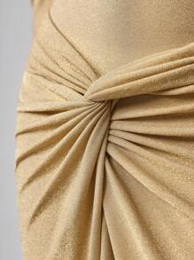 VALERIA GÓMEZ Designer 1pc Twist Front Split Thigh Elegant Skirt, Women Elegant Skirt, For Summer, Holiday, Party, New Year Eve