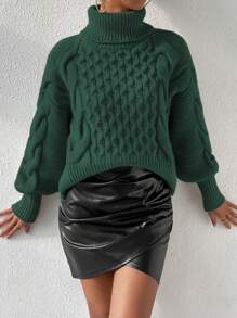 Chiquease Của phụ nữ Áo cao cổ Áo len - màu xanh lá - Xem 1