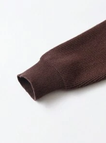 SHEIN 少年孩童實色針織開衫毛衣外套 - 咖啡棕 - 查看 4