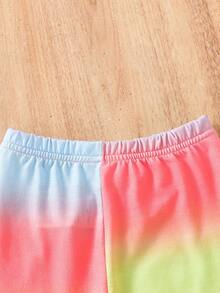 Baby Girl Unicorn Ruffle Detail Top And Gradient Leggings Fall/winter Set - Multicolor - View 4