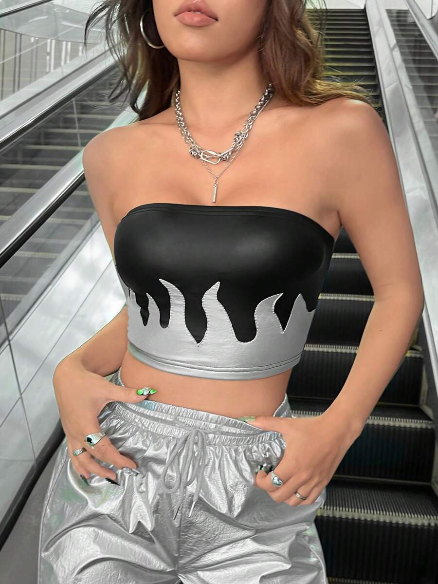 SHEIN ICON Của phụ nữ Màu sắc Chặn Ngọn lửa Mẫu Ống ngọn - Nhiều màu - Xem 1