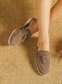 Women's Flat Loafer Shoes Low Vamp 2025 Spring & Summer New Loafer Shoes, Casual Soft Sole Oxfords, Plus Size 41-43 - Coffee Brown - View 4
