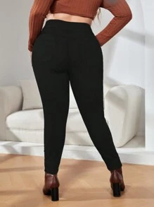 SHEIN Essnce Kích thước lớn Thon gọn Quần jean - màu đen - Xem 2