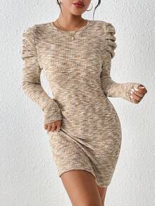 SHEIN Privé 連身裙 - 卡其色 - 查看 5