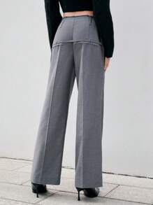 Anewsta 純色直筒褲 - 灰色 - 查看 2