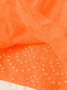 SHEIN LUNE Plus Size Hollow Out Embroidered Keyhole Back Tank Top - Orange - View 5