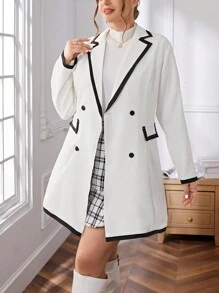 SHEIN Privé Của phụ nữ Kích thước lớn Thanh lịch Đôi ngực Bộ đồ Váy - Đen và trắng - Xem 1