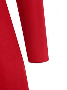 SHEIN Frenchy Solid Color Turn-down Collar Double-breasted Woolen Coat - Red - View 3