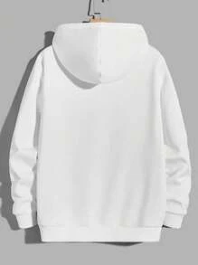 Nam In thư Hoodie Với Túi kangaroo Và Thiết kế Dây rút - trắng - Xem 2