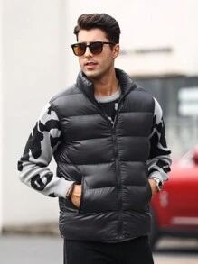 Manfinity Homme 男士棉襯背心 - 黑色 - 查看 4