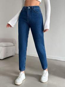 EURMUSE Women'S Tapered Cropped Jeans - Dark Wash - View 6