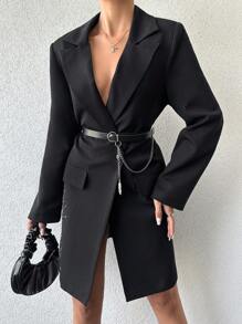 RueChic Women's Long Beaded Suit Jacket