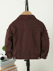 Boys' Distressed Denim Jacket - Coffee Brown - View 2