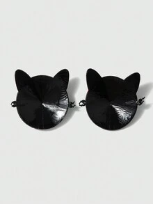 ROMWE Kawaii 女性貓形乳貼 - 黑色 - 查看 4