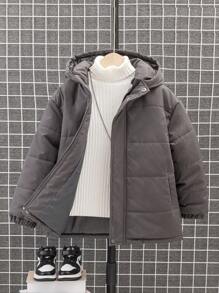 Boys' Casual And Warm Coat For Autumn And Winter - Dark Grey - View 1
