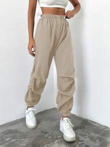EURMUSE Pantalones Largos De Cintura Con Cordón De Color Sólido - Blanco - Ver 5
