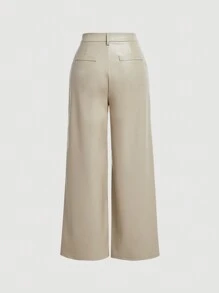 SHEIN MOD 净色阔腿裤 - 杏色 - 查看 2