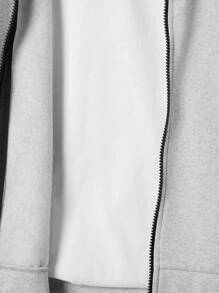 RueChic Men Slogan Graphic Zip Up Hoodie - Grey - View 4