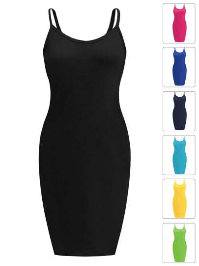 فستان ضيق مقاس كبير كامي بلون موحد