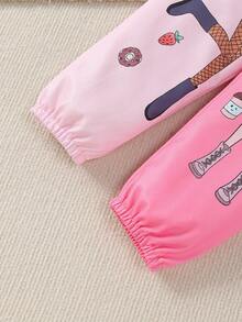 SHEIN Girls' New Style Elastic Waist Printed Sweatpants With Mandarin Ducks Pattern, Toddler/little Kids - Pink - View 6