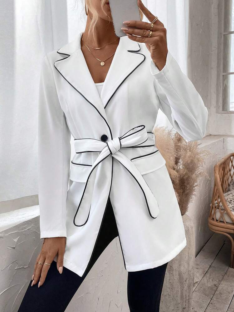 Women's Contrast Belt Blazer