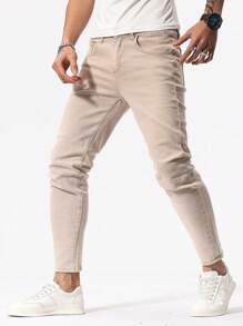 Manfinity Homme 男士修身牛仔褲 - 杏色 - 查看 6