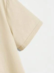 Men's Letter Printed T-shirt - Apricot - View 4