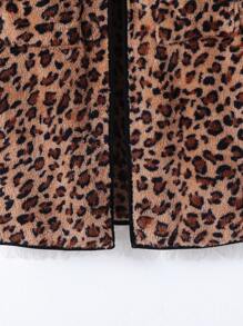 SHEIN 青少年女孩豹紋連帽絨毛外套 - 彩色 - 查看 4