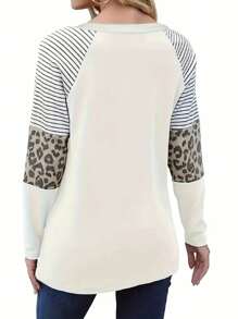 SHEIN EZwear Snowman Print Raglan Sleeve Sweatshirt - Multicolor - View 4