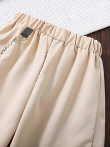 SHEIN Tween Girl Side Pocket Cargo Trousers - Khaki - View 3