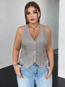 SHEIN EZwear 大碼西裝 - 灰色 - 查看 3